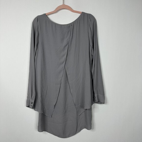 2/$30 White House Black Market High Low Layered Tunic Top Gray 10 #A0418 - Picture 4 of 8
